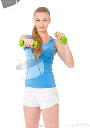 Image of Fitness woman with dumbbells