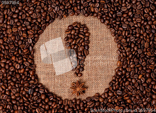 Image of Coffee beans on old burlap