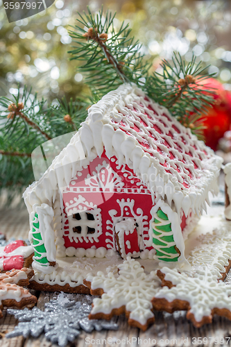 Image of Painted gingerbread house.