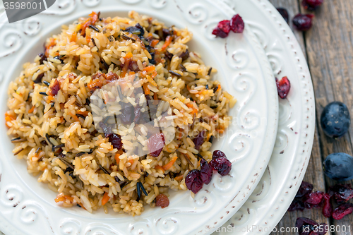 Image of Vegetarian pilaf from a mixture of wild and white rice.