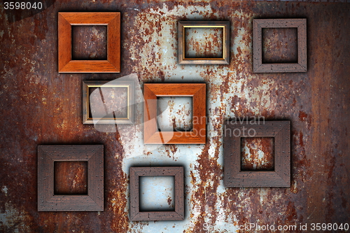 Image of picture frames on abstract surface