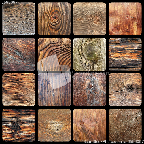 Image of collection of knotted wood textures