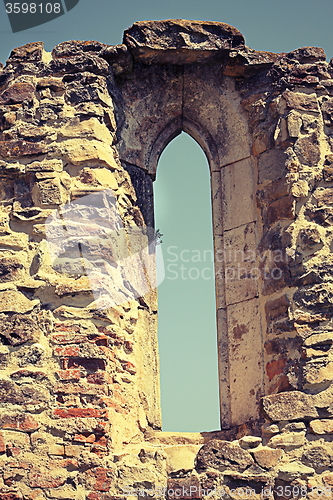 Image of gothic window on old monastery