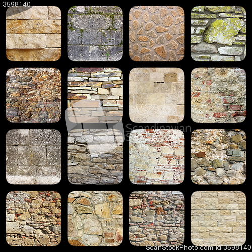 Image of collection of old stone wall textures