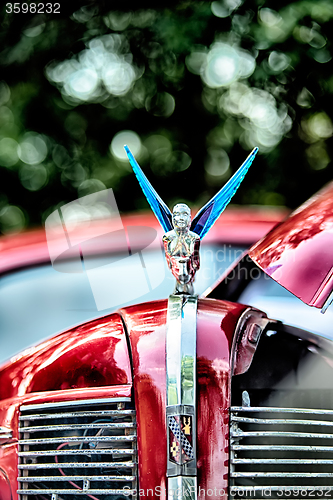Image of woman holding wheel car hood emblem
