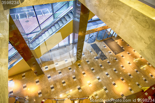 Image of Interior of an office building lobby with reception