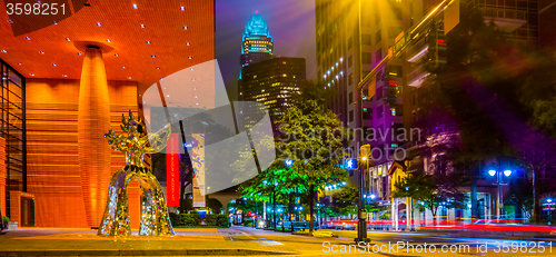 Image of night time on streets of charlotte north carolina