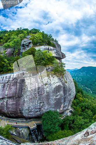 Image of rock cliff near chimney rock north carolina