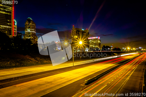 Image of night time on streets of charlotte north carolina