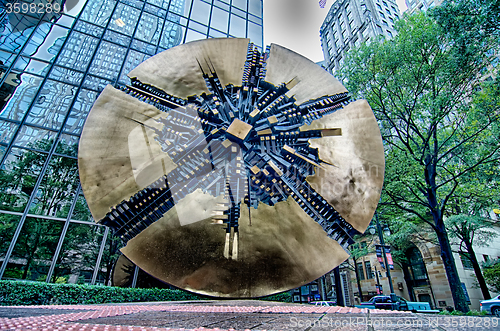 Image of sculpture in uptown charlotte grande disk