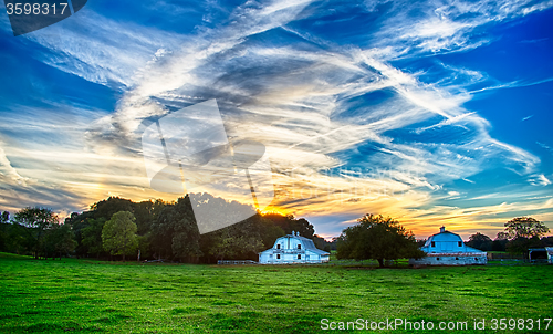 Image of farmland at sunset in york south carolina