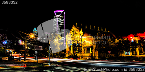 Image of night time on streets of charlotte north carolina