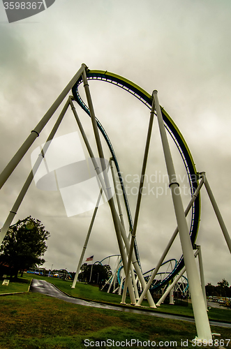 Image of crazy rollercoaster rides at amusement park