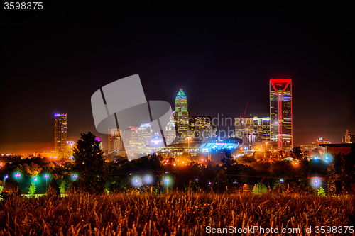 Image of night time on streets of charlotte north carolina