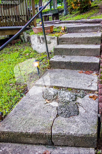 Image of stone steps leading to a mountain vacation home