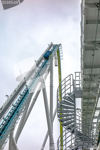 Image of crazy rollercoaster rides at amusement park