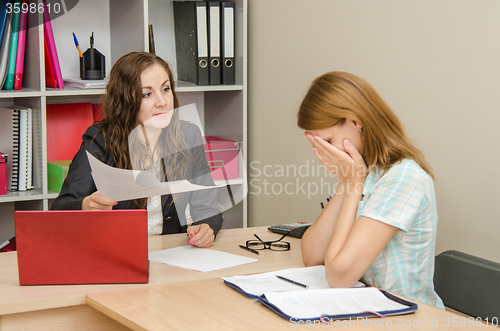 Image of Office worker punished crying head office
