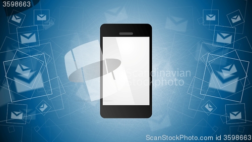 Image of Mobile phone and envelopes background