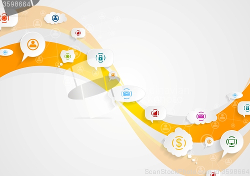 Image of Abstract waves social communication background