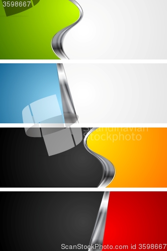 Image of Abstract bright banners with metal elements