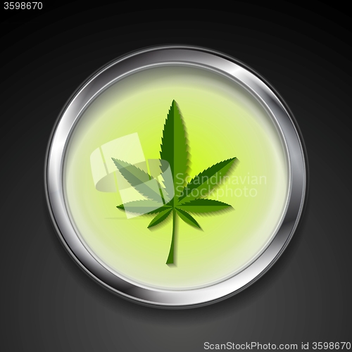 Image of Cannabis icon on metal button