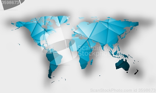 Image of Blue polygonal world map with shadow