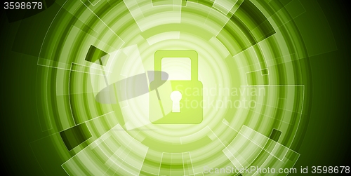 Image of Abstract green tech security background