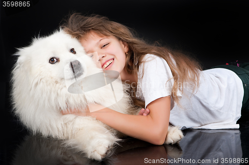 Image of Girl And Husky