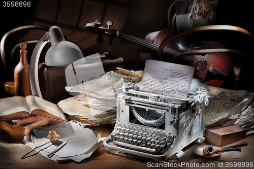 Image of Still Life With Typing Machine And Cello