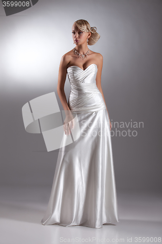 Image of Young Beautiful Woman In A Wedding Dress