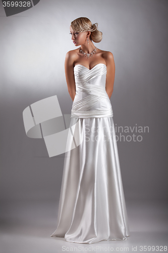 Image of Young Beautiful Woman In A Wedding Dress