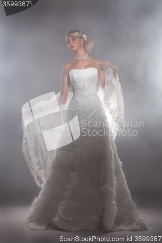 Image of Young Beautiful Woman In A Wedding Dress