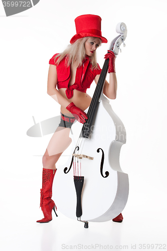 Image of Young Woman With Bass