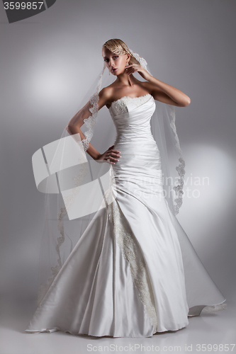 Image of Young Beautiful Woman In A Wedding Dress