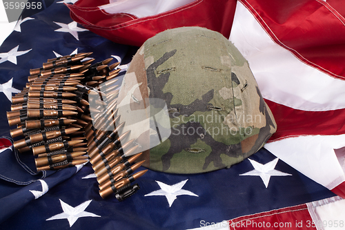 Image of Flag, Cartridges And Helmet