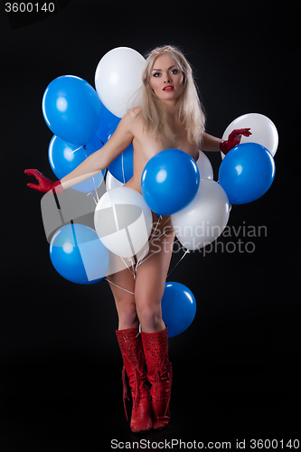 Image of Young Nude Woman With Balloons