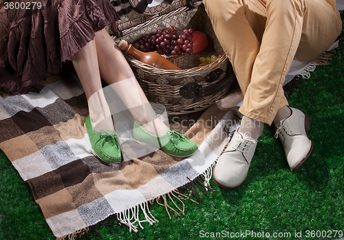 Image of Woman, Man And Picnic Basket