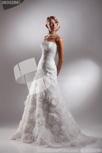 Image of Young Beautiful Woman In A Wedding Dress