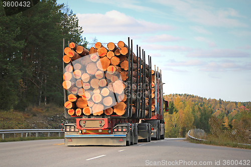 Image of Logging Truck on Rural Road 