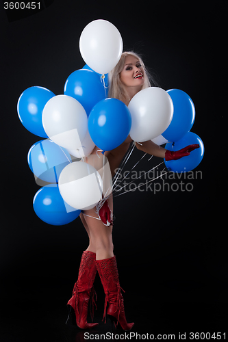 Image of Young Nude Woman With Balloons