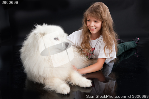 Image of Girl And Husky