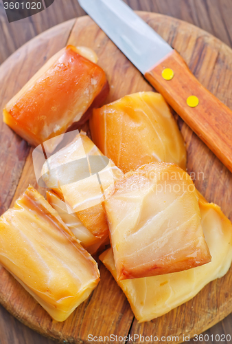 Image of smoked fish on board