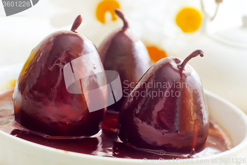 Image of Pear with chocolate, sweet food