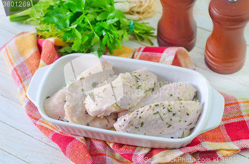 Image of raw chicken wings with spice