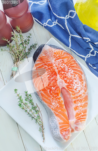 Image of raw salmon steak