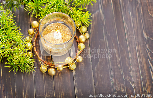 Image of candle and christmas decoration