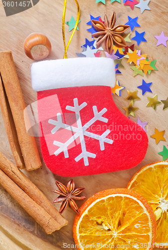Image of aroma spice and christmas background