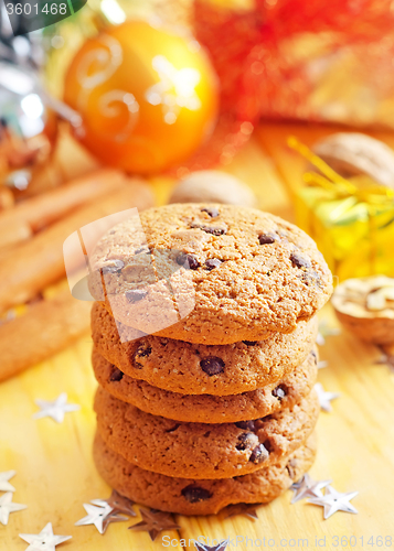 Image of cookies and christmas decoration