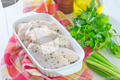 Image of raw chicken wings with spice
