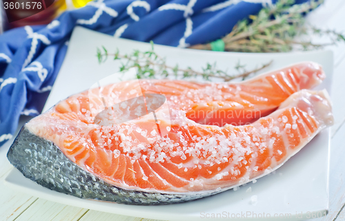 Image of raw salmon steak